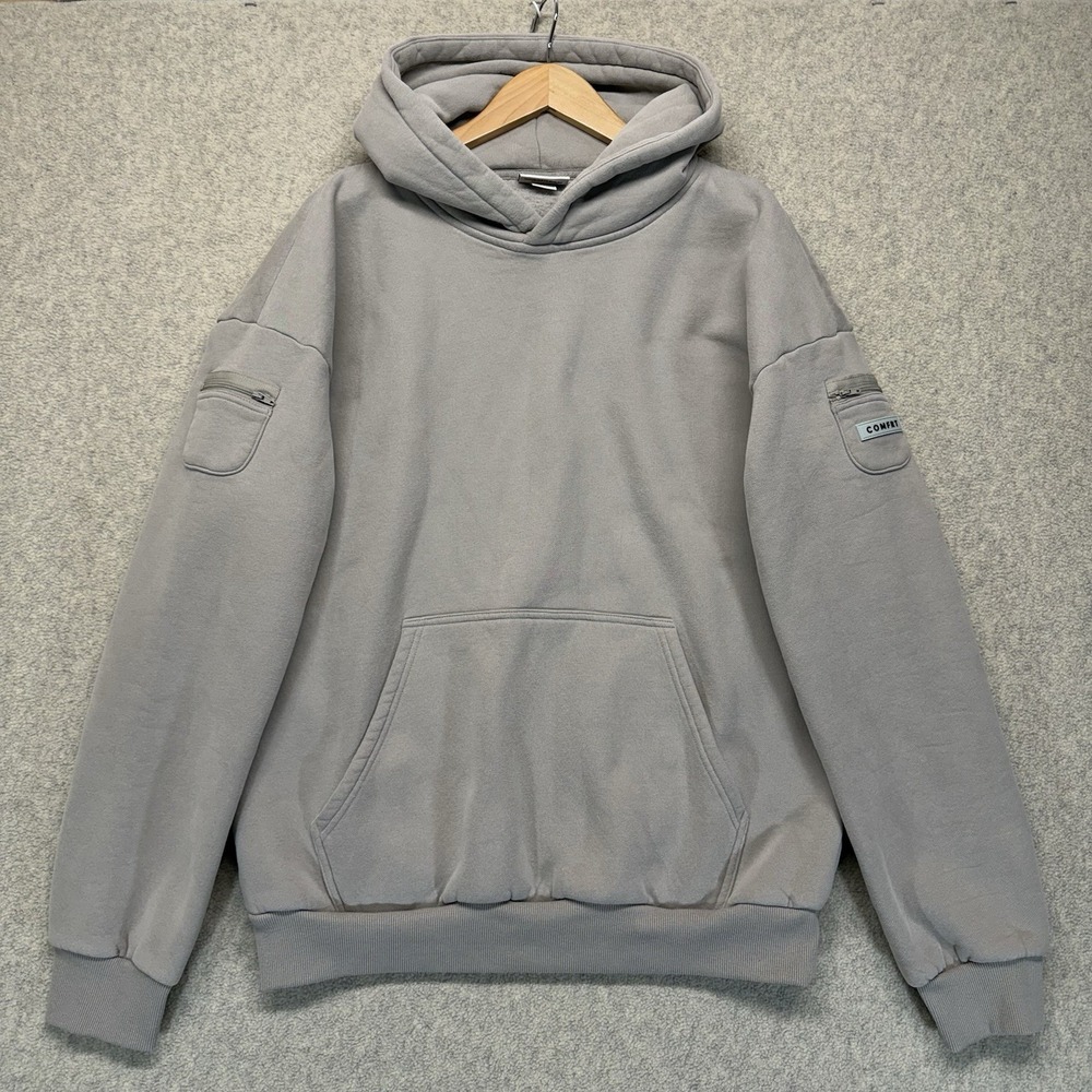 Comfrt Hoodie Gray Heavyweight Fleece Pullover Kangaroo‎ Pocket Men's XL